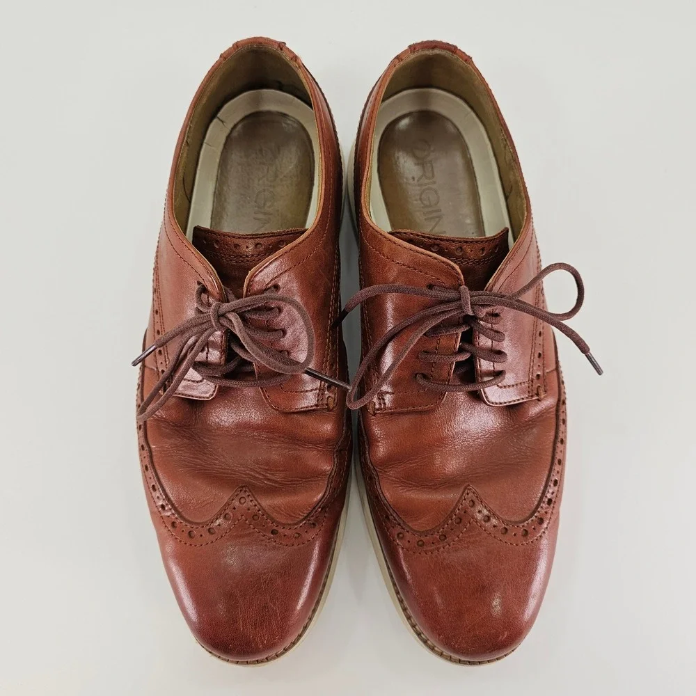 Cole Haan Original Grand Mens Wingtip Oxford Shoes British Tan‎ Leather 9.5